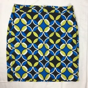 Banana Republic‎ Women Size 8 Black Blue Skirt Geometric Cotton